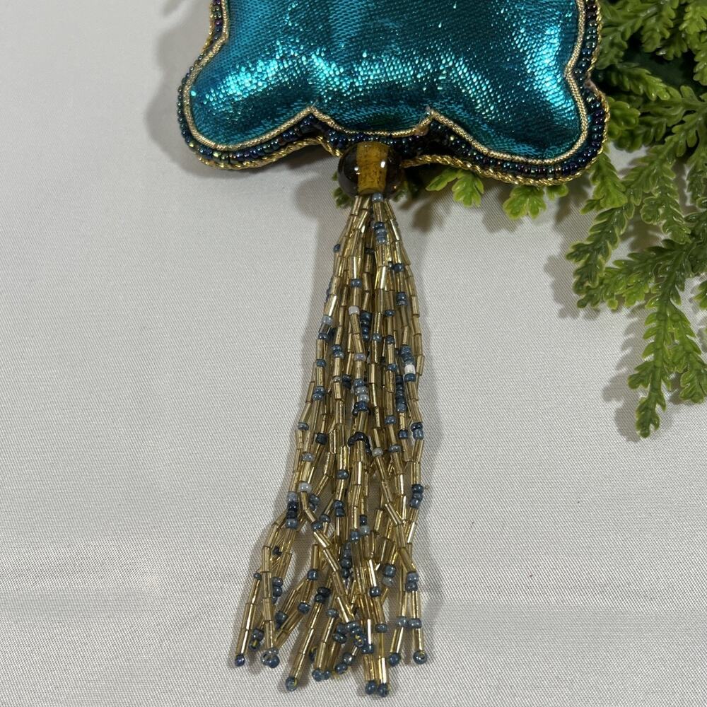 World Market Global Art Deco Beaded Sequin Peacock Christmas Ornament Hanging - Picture 6 of 8